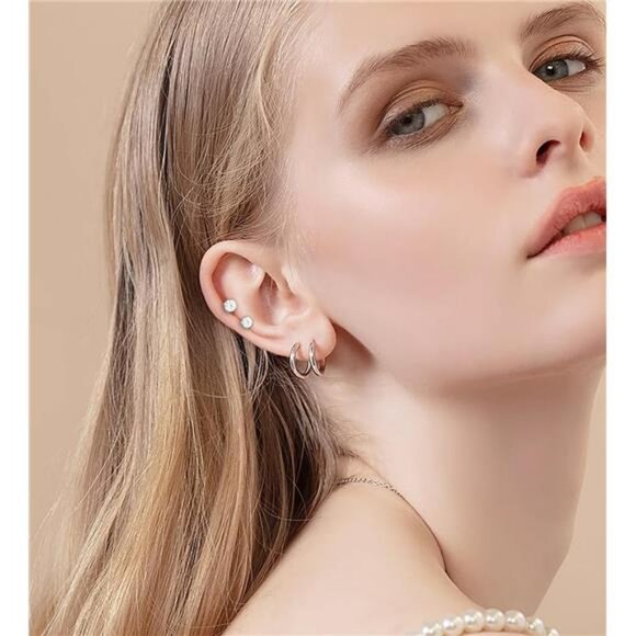 Hypoallergenic Flat Back Earrings Set for Multiple Piercings Sensitive Ears - Picture 3 of 7